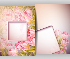 Pink flower with flyer design vector 05