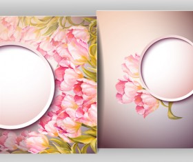 Pink flower with flyer design vector 06