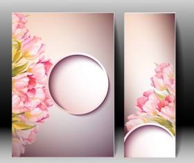 Pink flower with flyer design vector 09