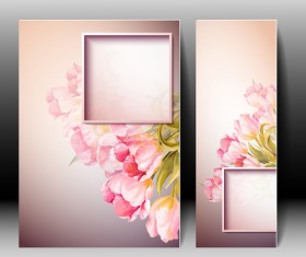 Pink flower with flyer design vector 10