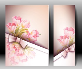 Pink flower with flyer design vector 11