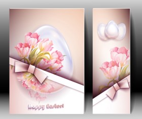Pink flower with flyer design vector 12