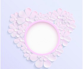 Pink paper flower with heart background vector