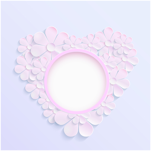 Pink paper flower with heart background vector