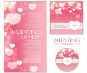 Pink valentines day card kit vector 01