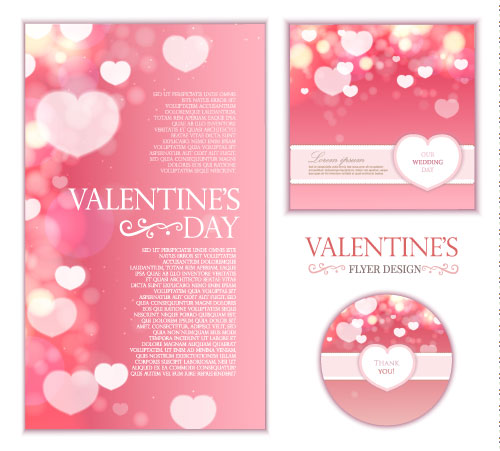 Pink valentines day card kit vector 01