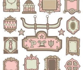 Pink vintage frames vector