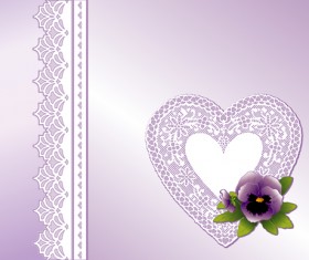 Purple Valentine day card with lace heart vector