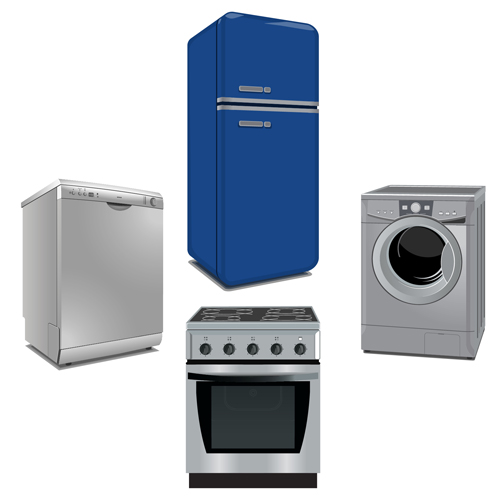 Realistic home appliances vector set 01