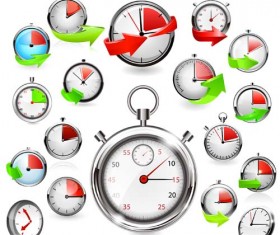 Realistic stopwatch design vectors set 02