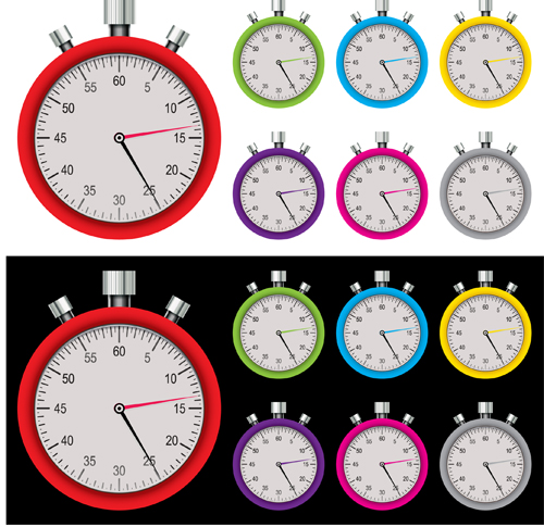 Realistic stopwatch design vectors set 03