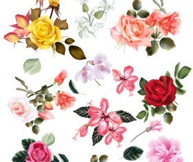 Realistic vector flowers set 01 free download