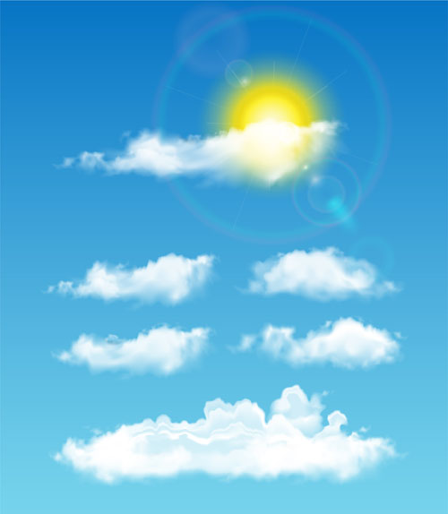 Realistic white cloud illustration vector 01