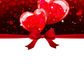 Red glass heart valendines day vector 01