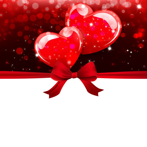 Red glass heart valendines day vector 01