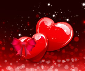 Red glass heart valendines day vector 02