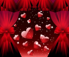 Red heart with curtain vector