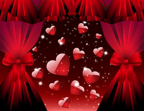Red heart with curtain vector