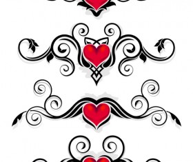 Red heart with floral ornaments vector 01
