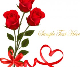 Red rose with ribbon Valentine day card vector
