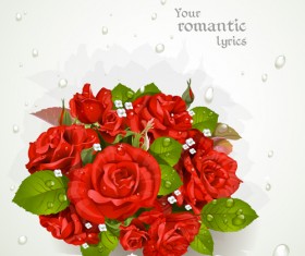 Red rose with water drop background vector