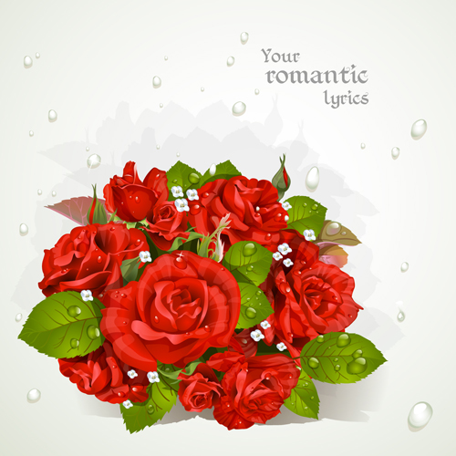 Red rose with water drop background vector