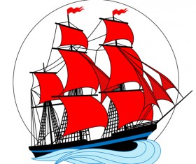 Red sailship design vector