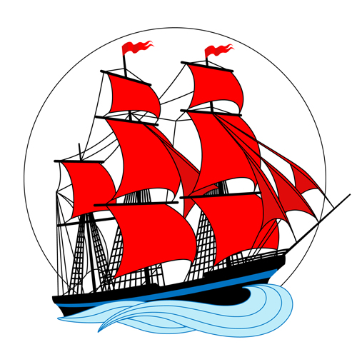 Red sailship design vector