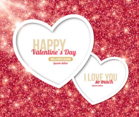 Red valentines day background with heart vector
