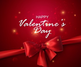 Red valentines day background with red bow vector 01