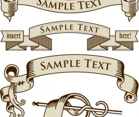 Retro banner with ribbon vector material 01