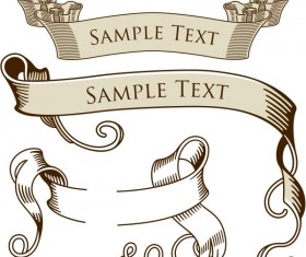 Retro banner with ribbon vector material 02