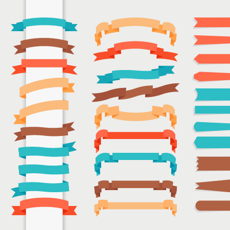 Retro ribbon colored vectors 01