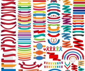 Retro ribbon colored vectors 02