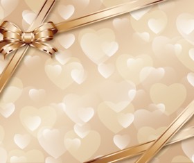 Ribbon bow with heart background vector