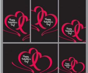 Ribbon heart valentine day banners vector 01