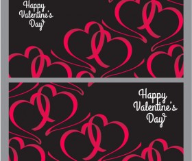 Ribbon heart valentine day banners vector 02