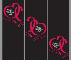 Ribbon heart valentine day banners vector 03