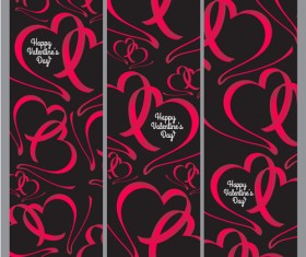 Ribbon heart valentine day banners vector 04