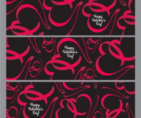 Ribbon heart valentine day banners vector 05