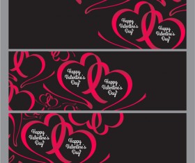 Ribbon heart valentine day banners vector 06