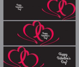 Ribbon heart valentine day banners vector 07