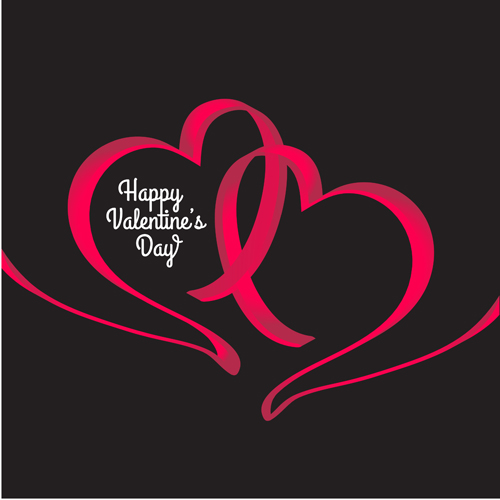 Ribbon hearts valentine day card vector 03