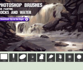 Rocks with water Photoshop Brushes