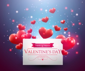 Romantic heart background with Valentines day card vector