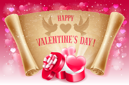 Romantic valentine day gift cards vector 03 free download