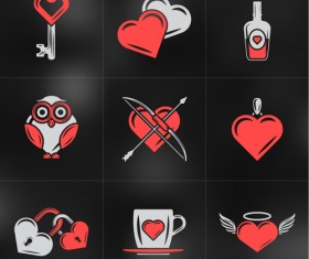 Romantic valentines day logos vector 01