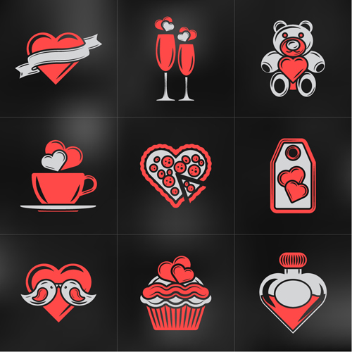 Romantic valentines day logos vector 03