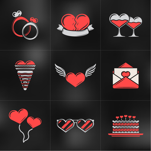 Romantic valentines day logos vector 05