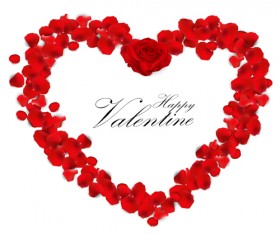 Rose petal frame with heart valentines day vector